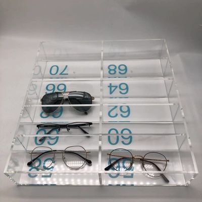 Odorless Clear Acrylic Display Box Acrylic Sunglasses Organizer Box With Silk Screen Logo
