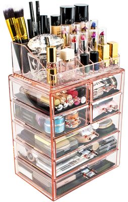 Multifunction Acrylic Storage Box Acrylic Organizer Box With Lip Gloss Holder